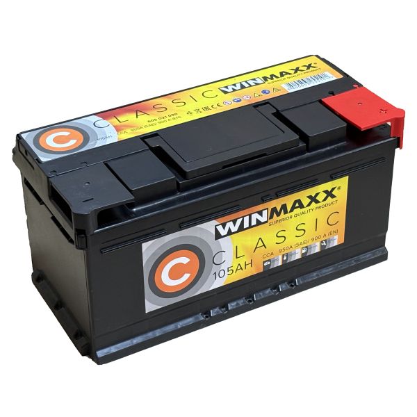 Автомобільний акумулятор 6CT-105 WinMaxx Classic 105Ah-12V (353х175х175), (+ праворуч), EN900