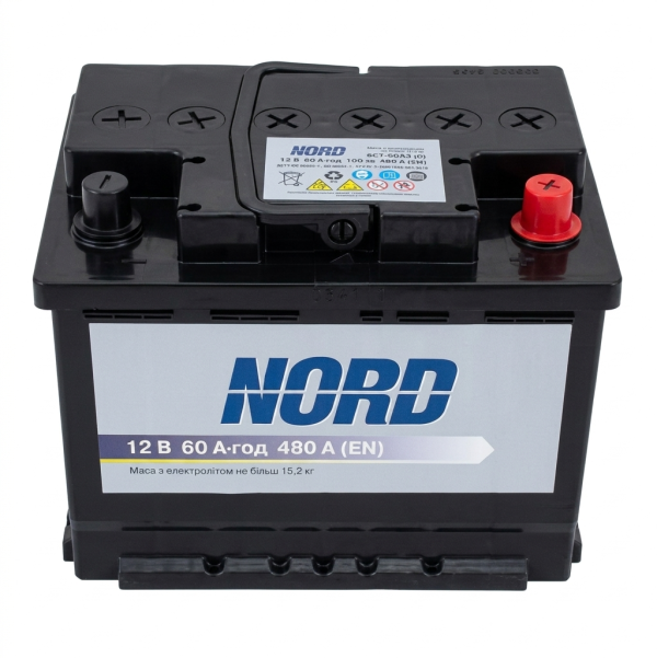 Акумулятор 6CT-60 NORD 60Ah-12V (242х175х190),(+ праворуч), EN480