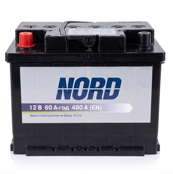 Акумулятор автомобільний 6CT-60 NORD 60Ah-12V (242х175х190), (+ ліворуч), EN480