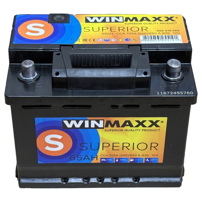 Акумулятор 6CT-65 WinMaxx Superior 65Ah-12V (242х175х190), (+ праворуч), EN650