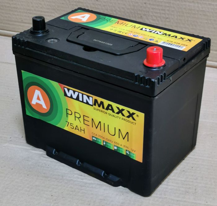 Акумулятор 6CT-75 WinMaxx Premium Asia 75Ah-12V (260х175х225), (+ справа), EN650