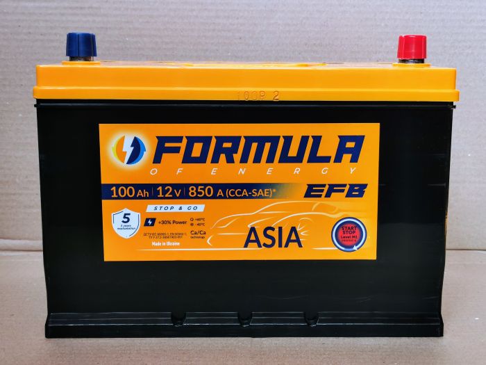 Акумулятор автомобільний 6CT-100 Formula Asia EFB 100Ah-12V (305х175х225), (+ праворуч), CCA850