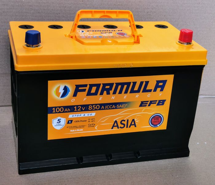 Акумулятор автомобільний 6CT-100 Formula Asia EFB 100Ah-12V (305х175х225), (+ праворуч), CCA850