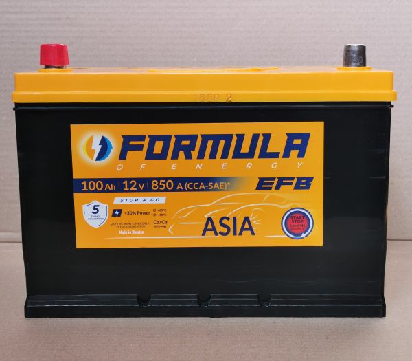 Акумулятор автомобільний 6CT-100 Formula Asia EFB 100Ah-12V (305х175х225), (+ зліва), CCA850
