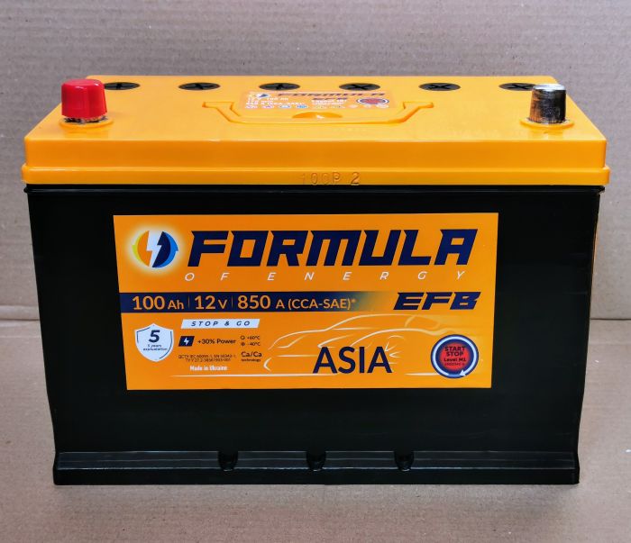 Акумулятор автомобільний 6CT-100 Formula Asia EFB 100Ah-12V (305х175х225), (+ зліва), CCA850